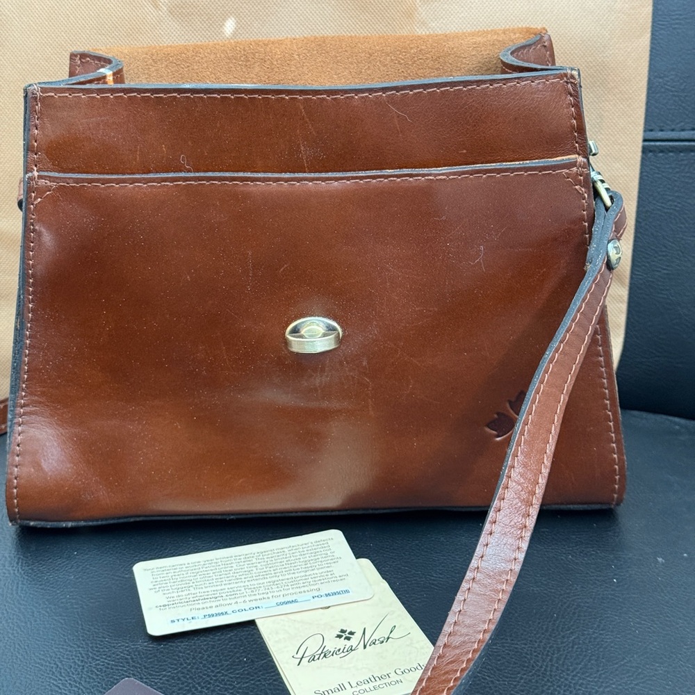 Patricia Nash Chauny Leather Onstage Distressed Crossbody Satchel Purse - Picture 4 of 7